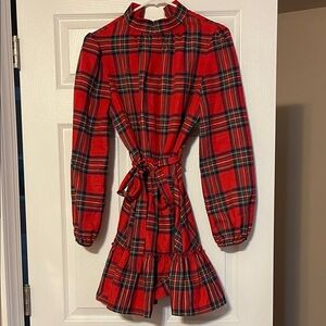 SHEIN Red Plaid Maxi Dress
